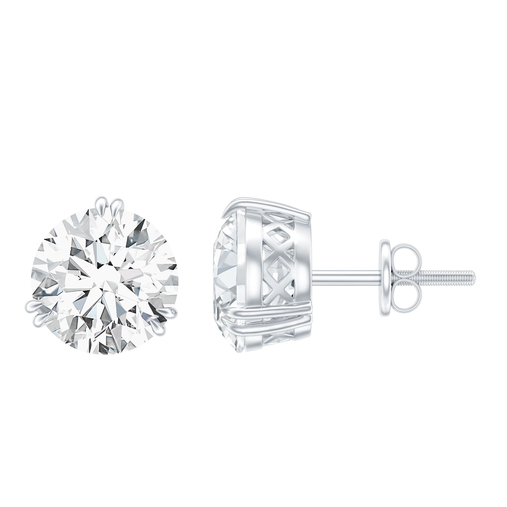 Certified 8mm Round Diamond Studs with Screw Back