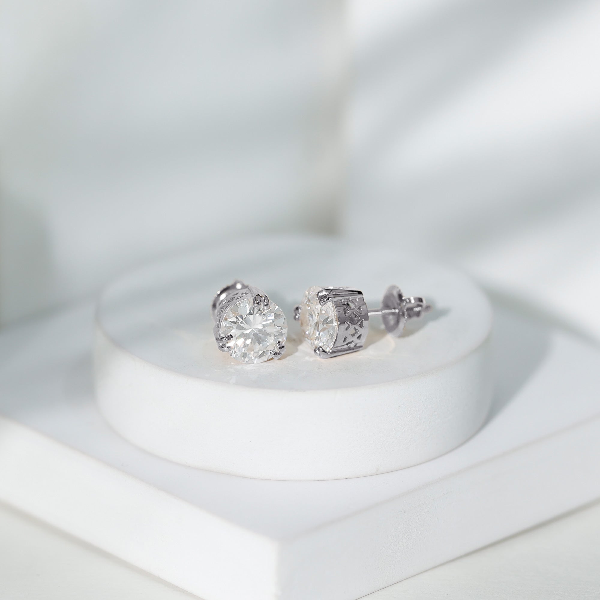 Certified 8mm Round Diamond Studs with Screw Back
