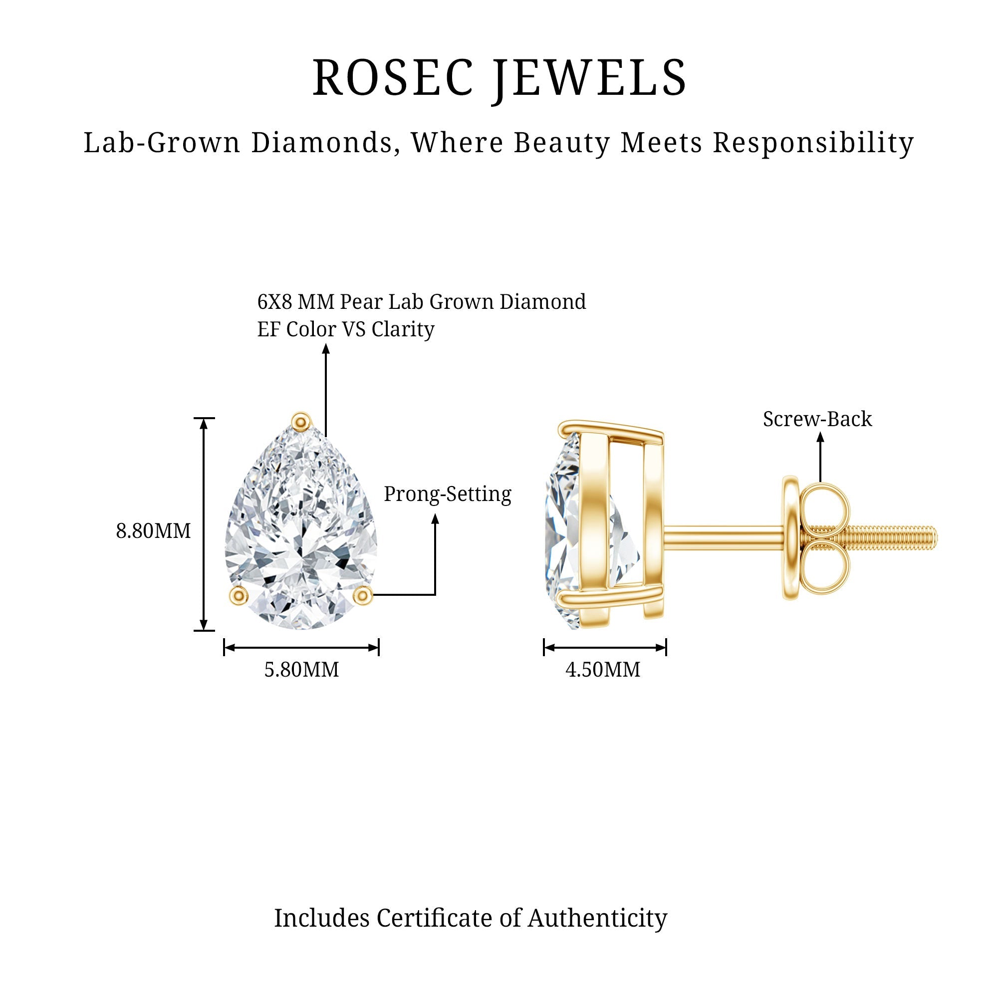 Certified 2 Carat Diamond Teardrop Earrings With Screw Back