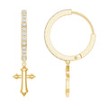 Lab Grown Diamond Holy Cross Hoop Drop Earrings For Women