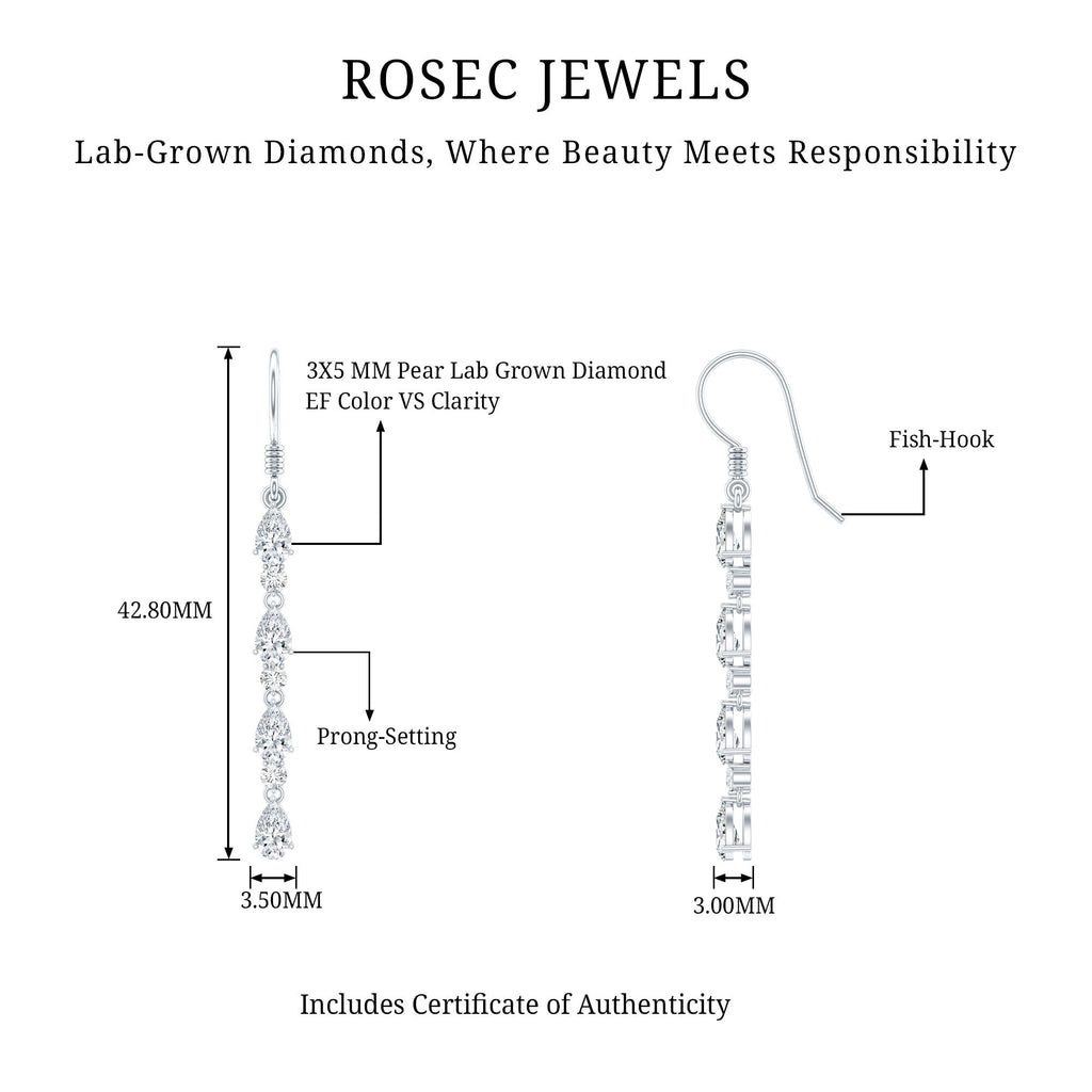 Lab Grown Diamond Long Dangling Earrings