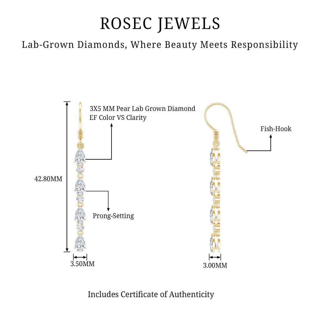 Lab Grown Diamond Long Dangling Earrings