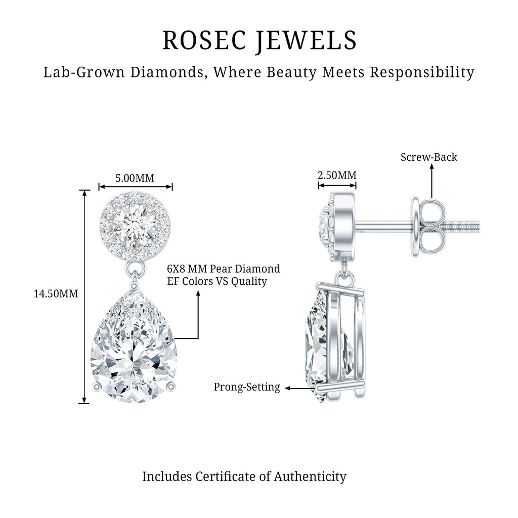 Certified Lab Grown Diamond Dangling Bridal Earrings