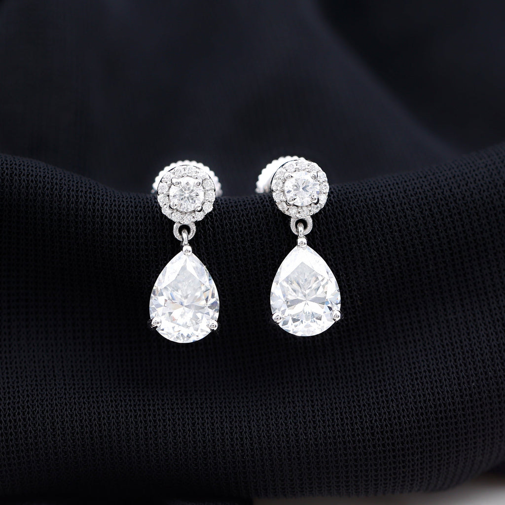 Certified Lab Grown Diamond Dangling Bridal Earrings