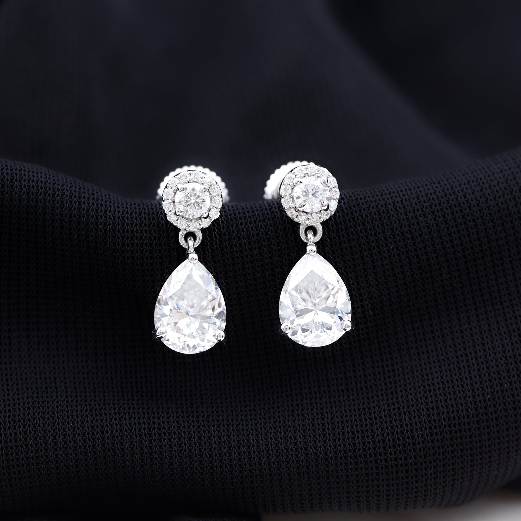 Certified Lab Grown Diamond Dangling Bridal Earrings