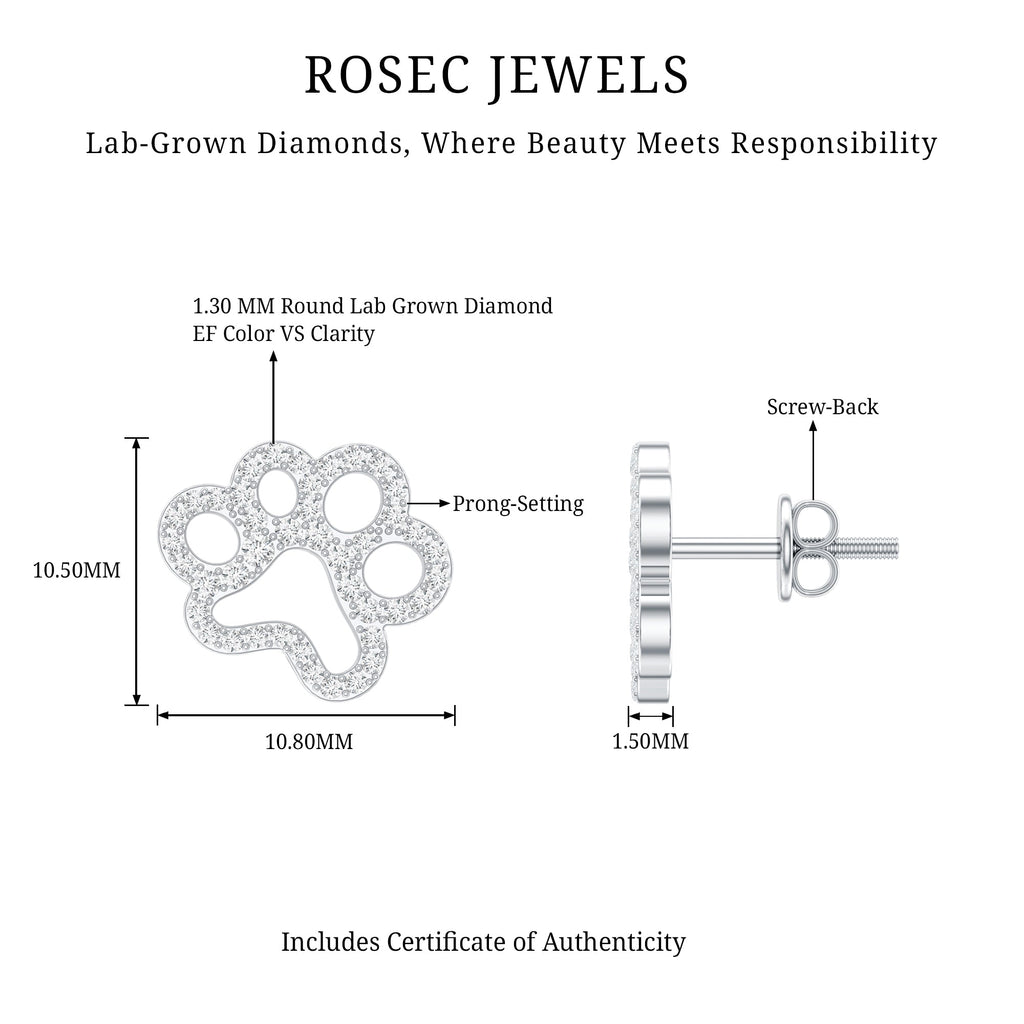 Lab Grown Diamond Paw Print Earrings For Women