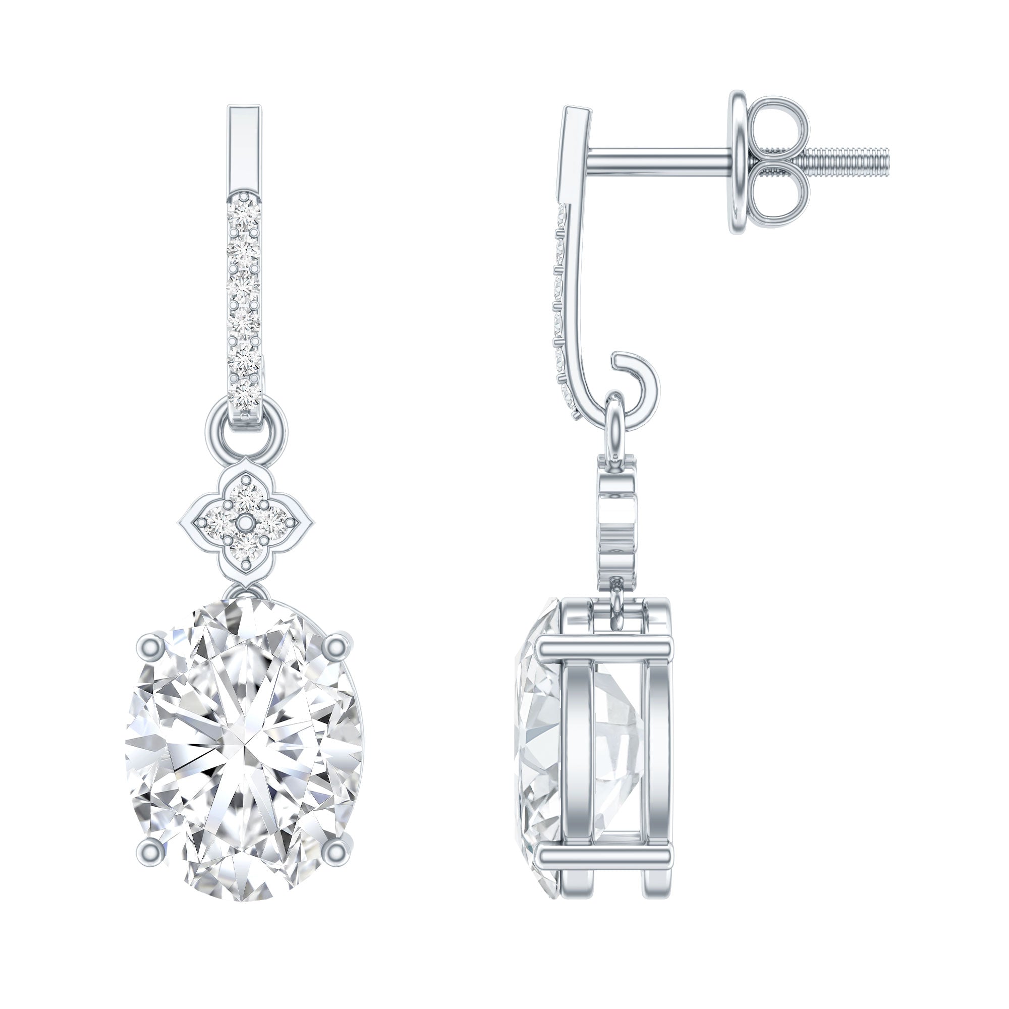 Oval Cut Lab Grown Diamond Dangling Earrings For Bride