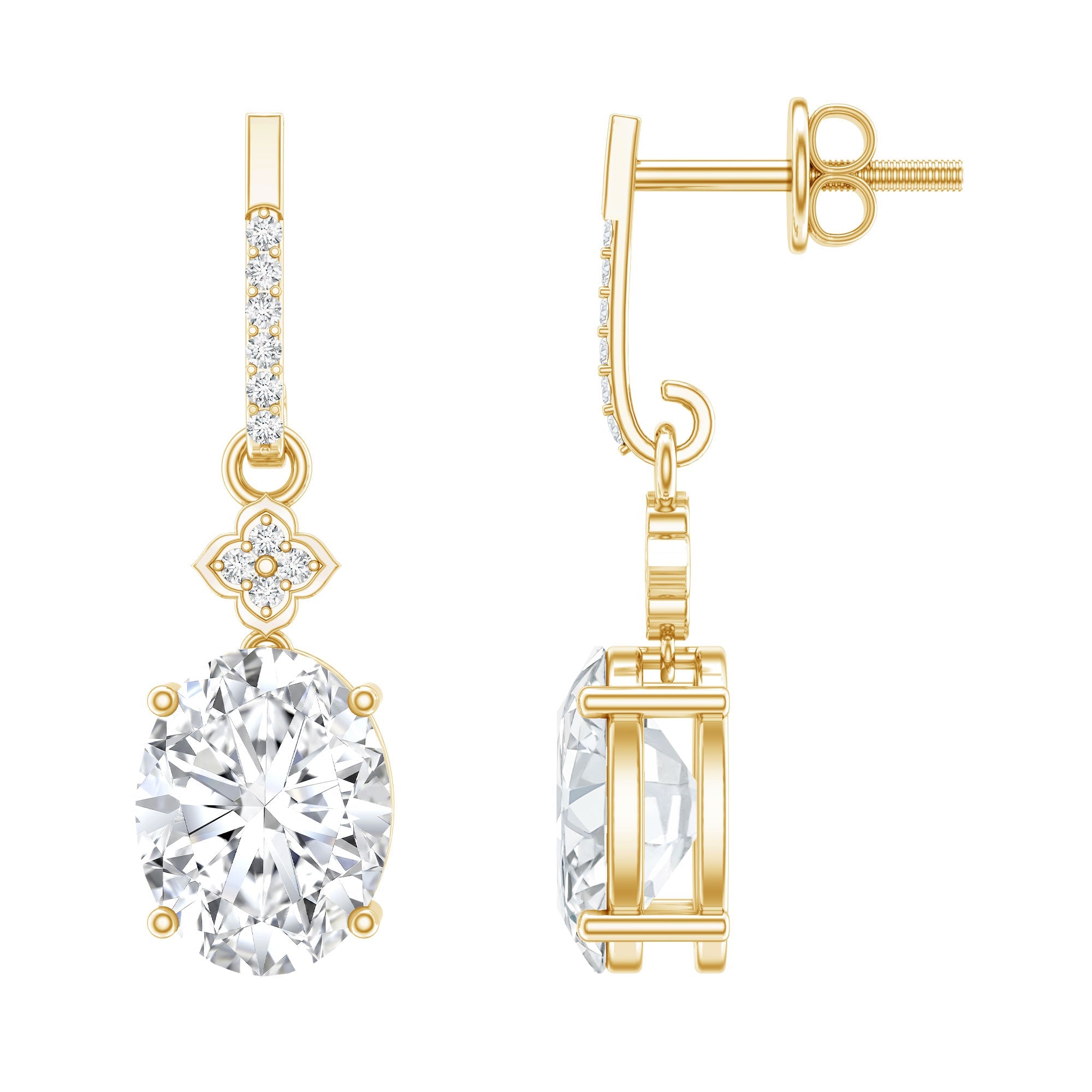 Oval Cut Lab Grown Diamond Dangling Earrings For Bride