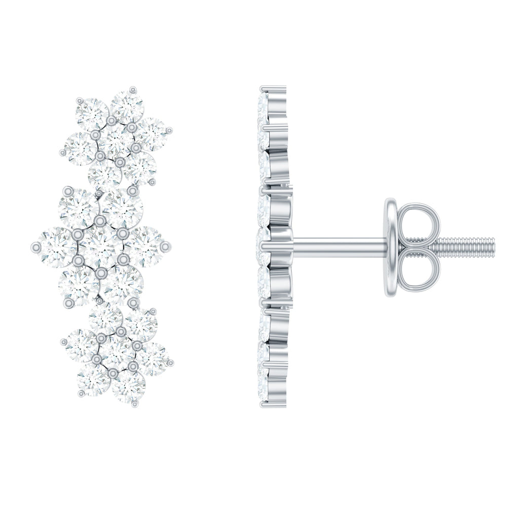 Certified Moissanite Flower Stud Earrings for Women