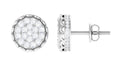 Natural Diamond Cluster Stud Earrings with Screw Back