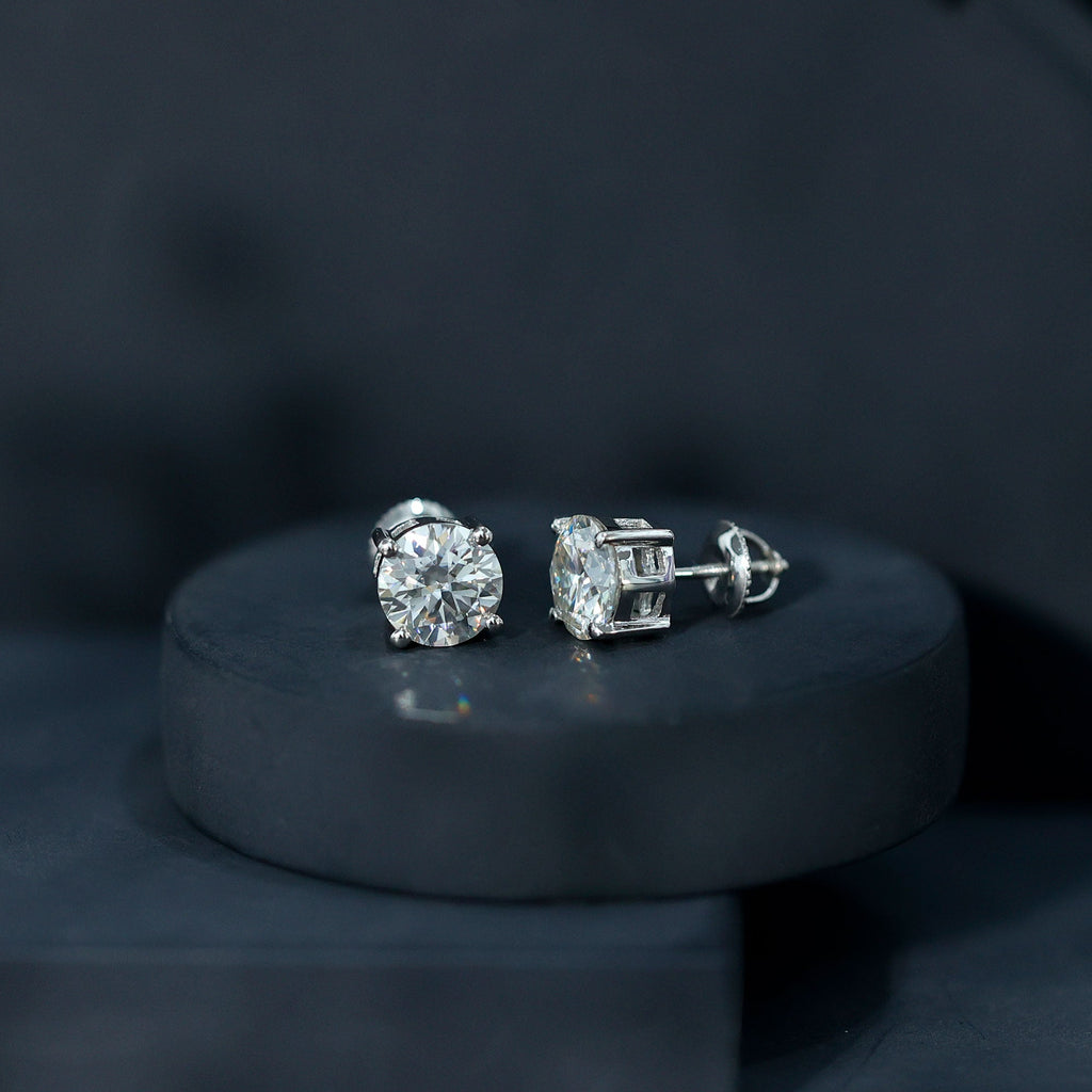 Certified 2.7 Carat Moissanite Stud Earrings in Silver