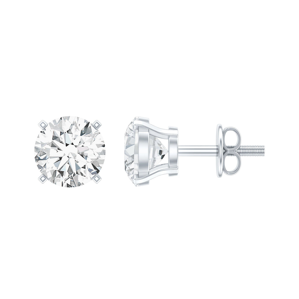 1 Carat Round Shape Solitaire Moissanite Stud Earrings