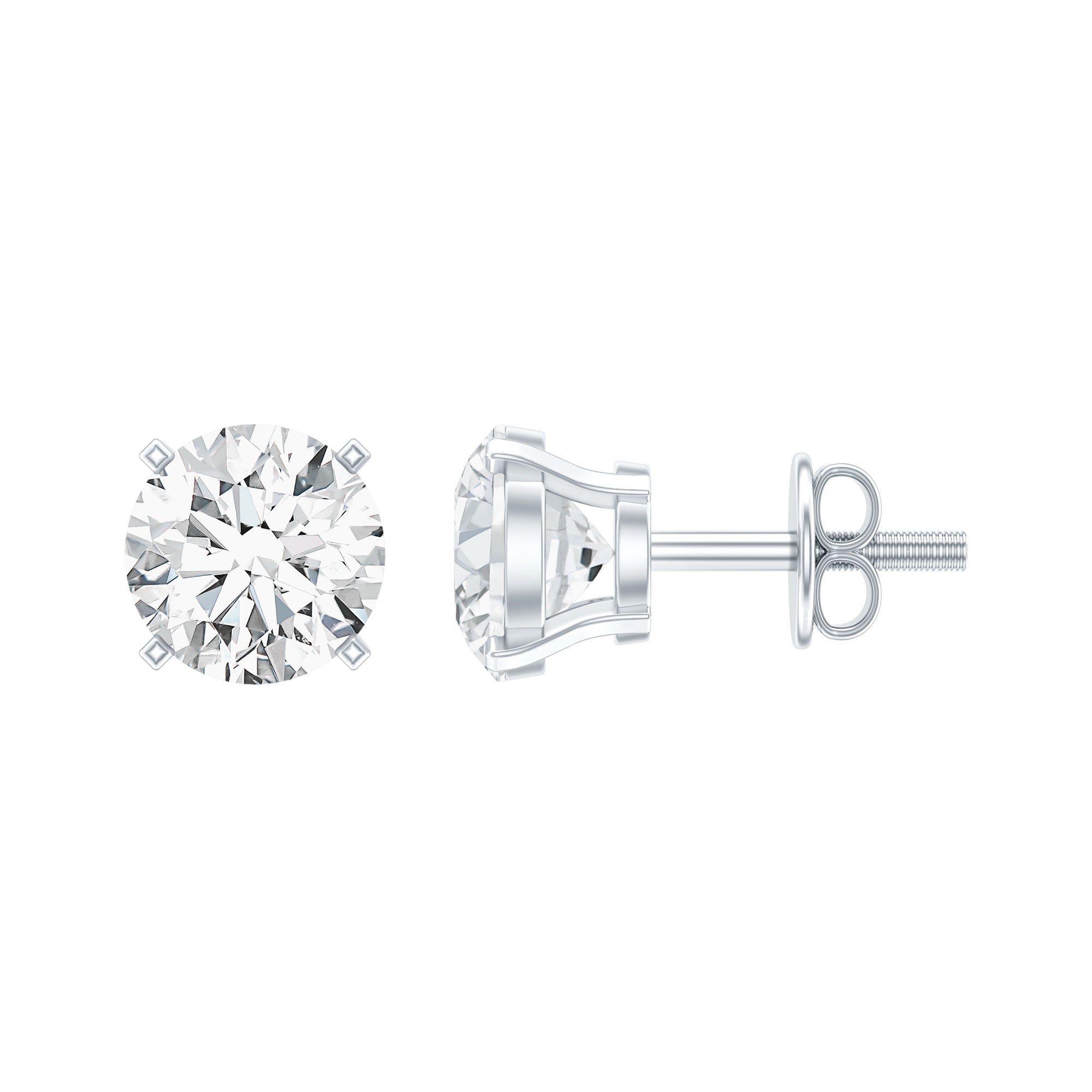 1 Carat Round Shape Solitaire Moissanite Stud Earrings