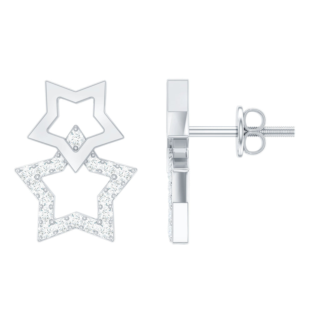 Double Star Stud Earrings with Diamond
