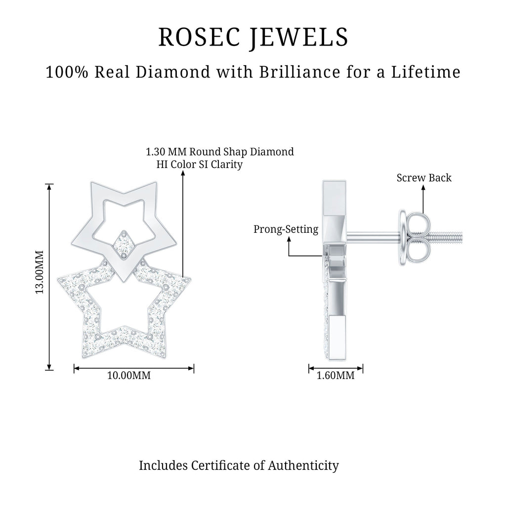 Double Star Stud Earrings with Diamond
