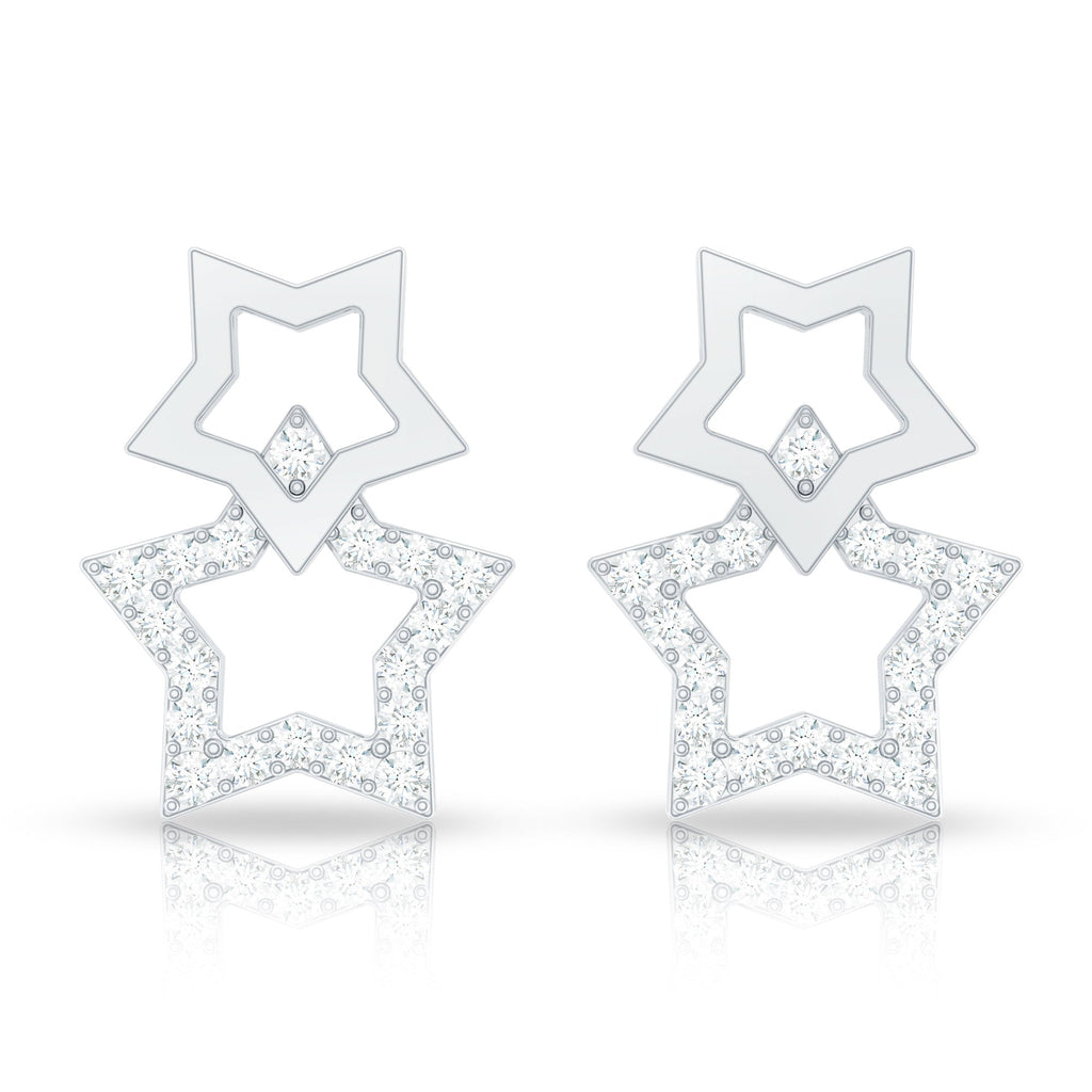 Double Star Stud Earrings with Diamond
