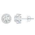 3 CT Certified Moissanite Minimal Stud Earrings with Halo in Gold
