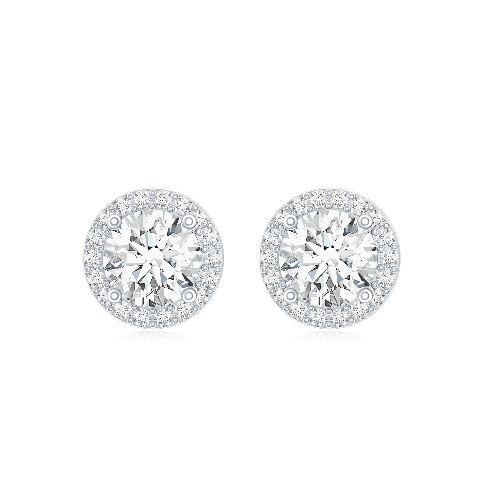 3 CT Certified Moissanite Minimal Stud Earrings with Halo in Gold