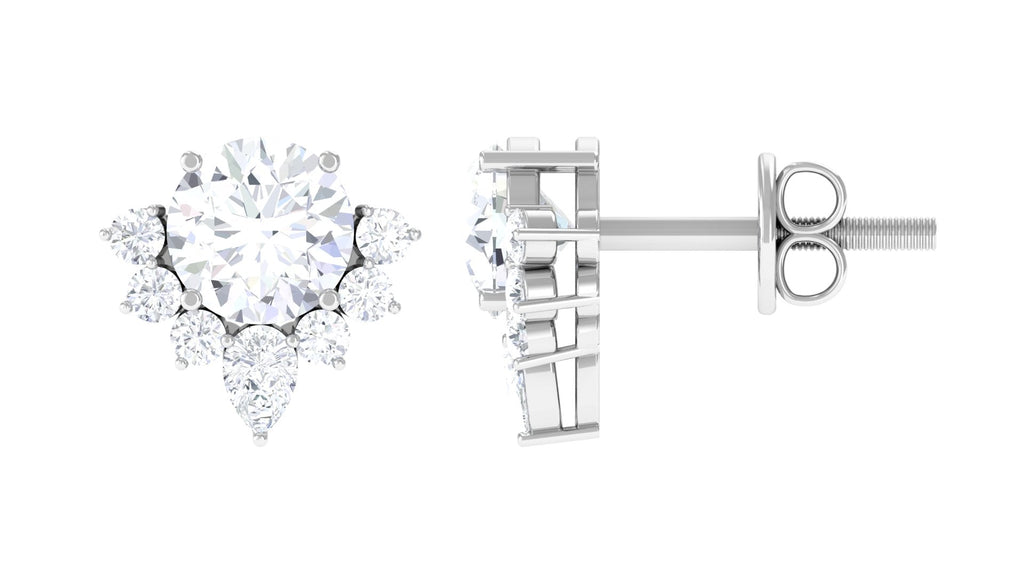 1.50 CT Certified Moissanite Classic Stud Earrings with Half Halo