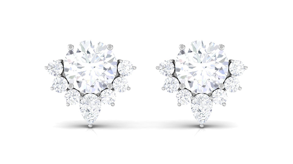 1.50 CT Certified Moissanite Classic Stud Earrings with Half Halo
