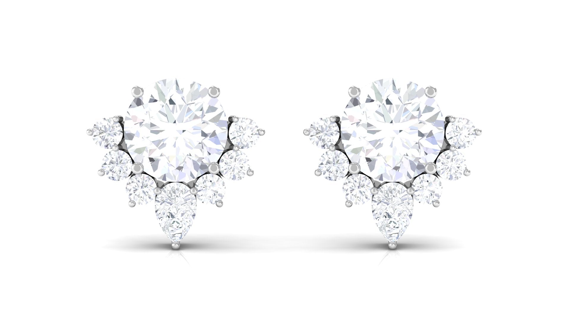 1.50 CT Certified Moissanite Classic Stud Earrings with Half Halo