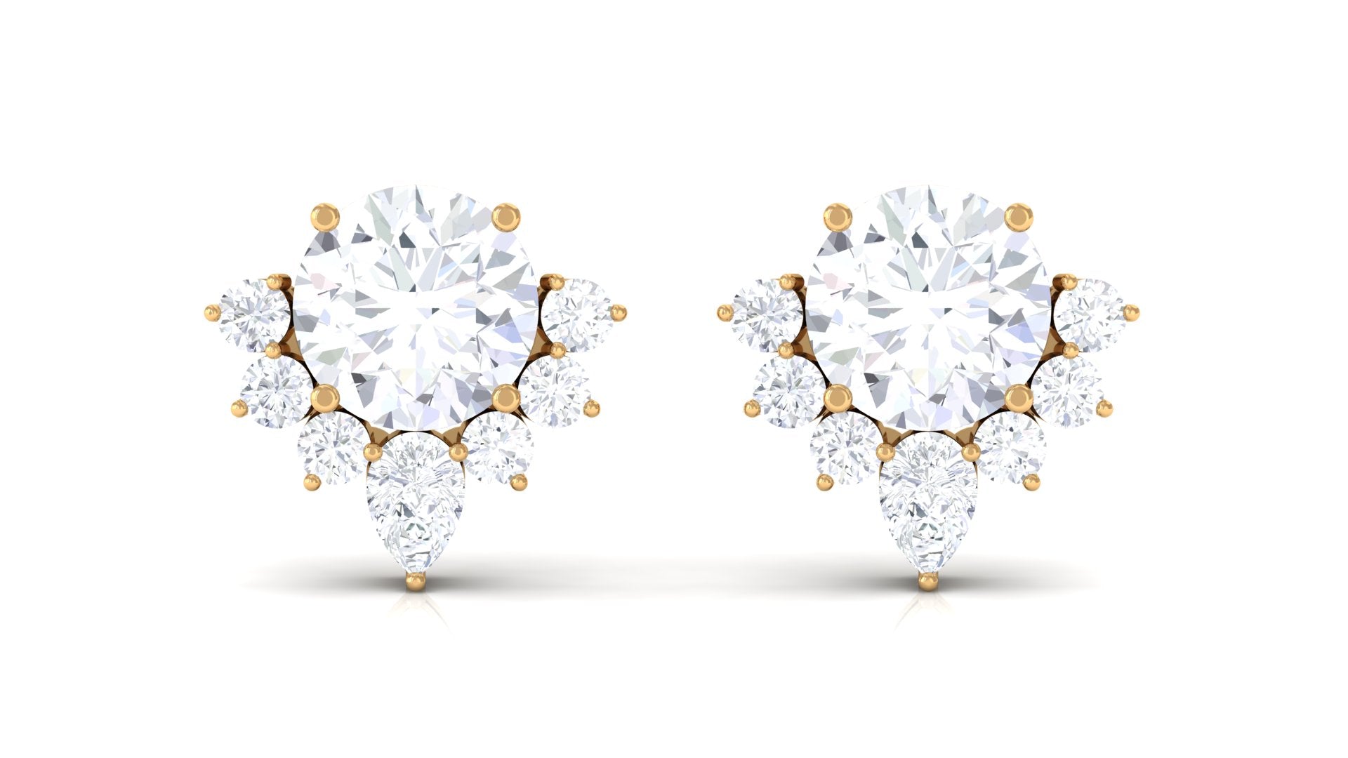 1.50 CT Certified Moissanite Classic Stud Earrings with Half Halo