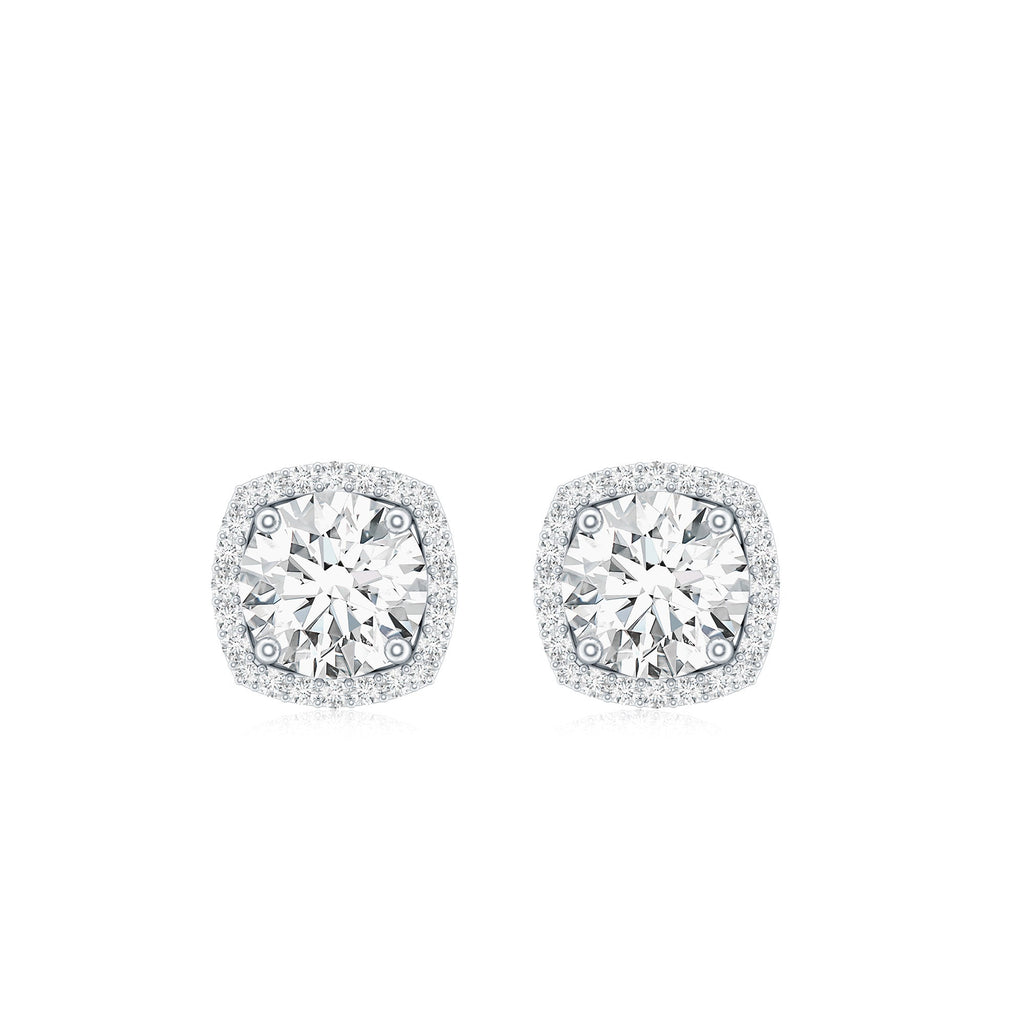 2.25 CT Round Shape Moissanite Stud Earrings with Halo
