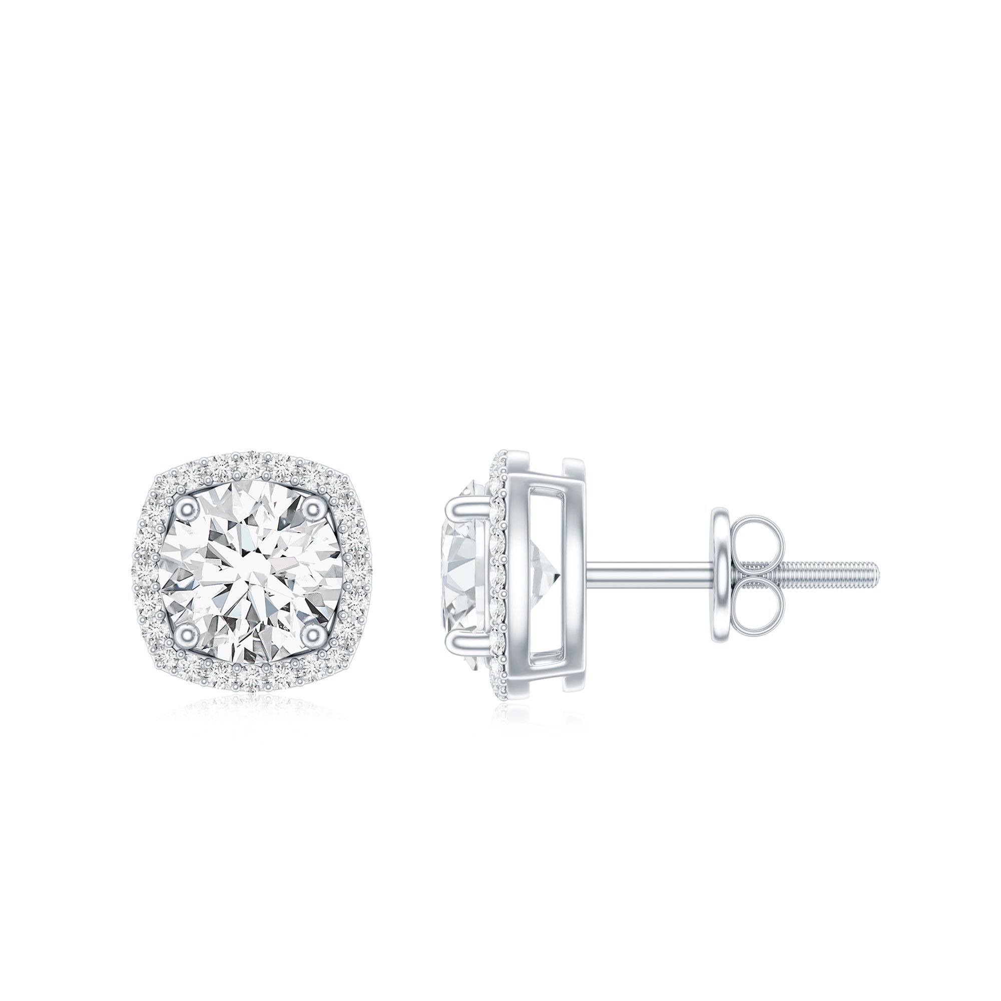 2.25 CT Round Shape Moissanite Stud Earrings with Halo