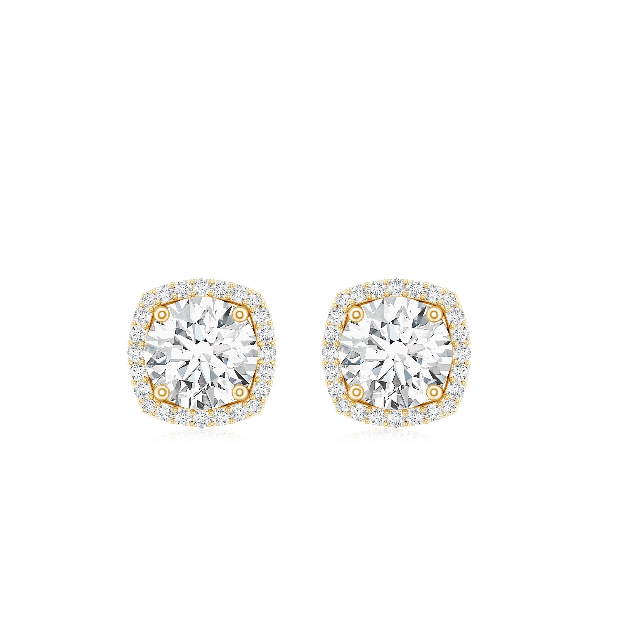 2.25 CT Round Shape Moissanite Stud Earrings with Halo
