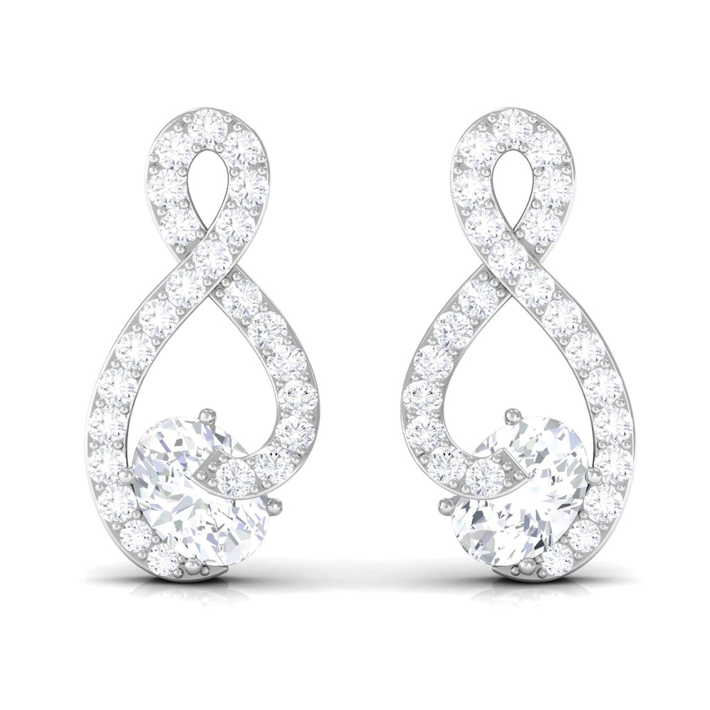 Certified Moissanite Infinity Stud Earrings with Screw Back