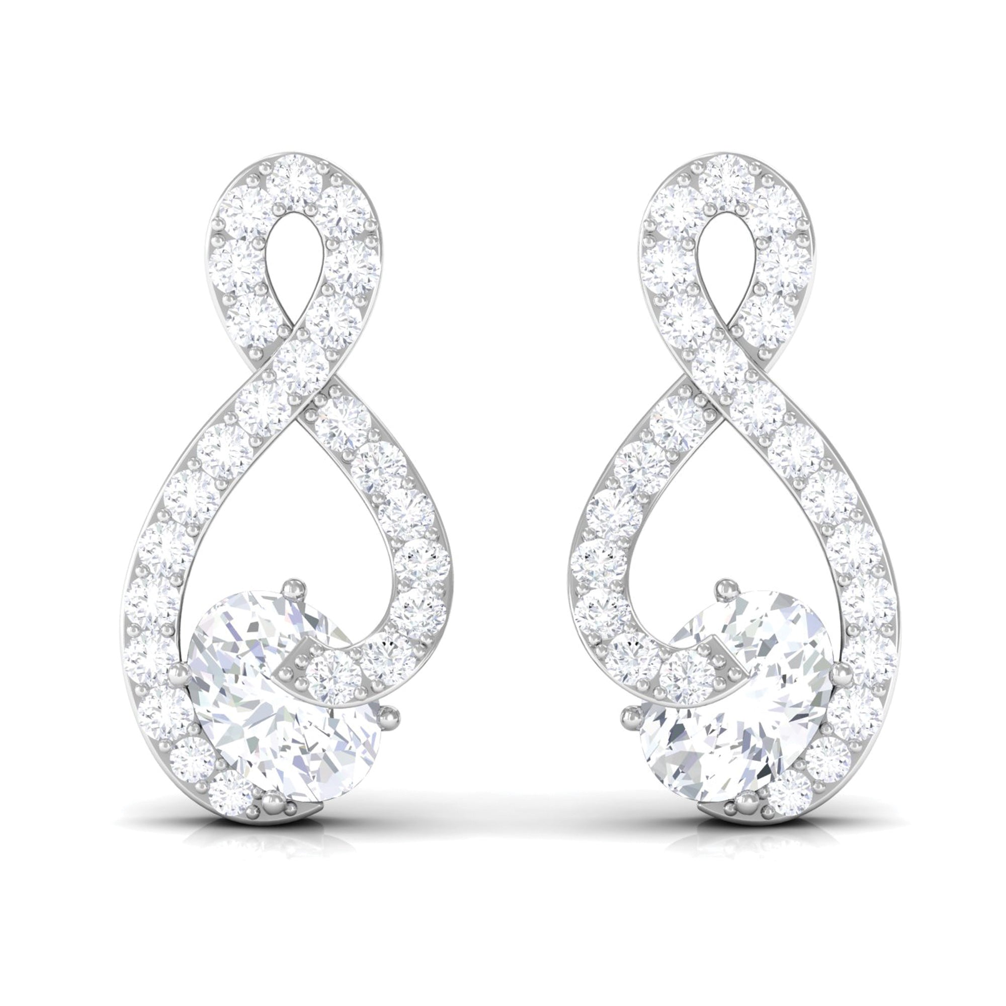 Certified Moissanite Infinity Stud Earrings with Screw Back