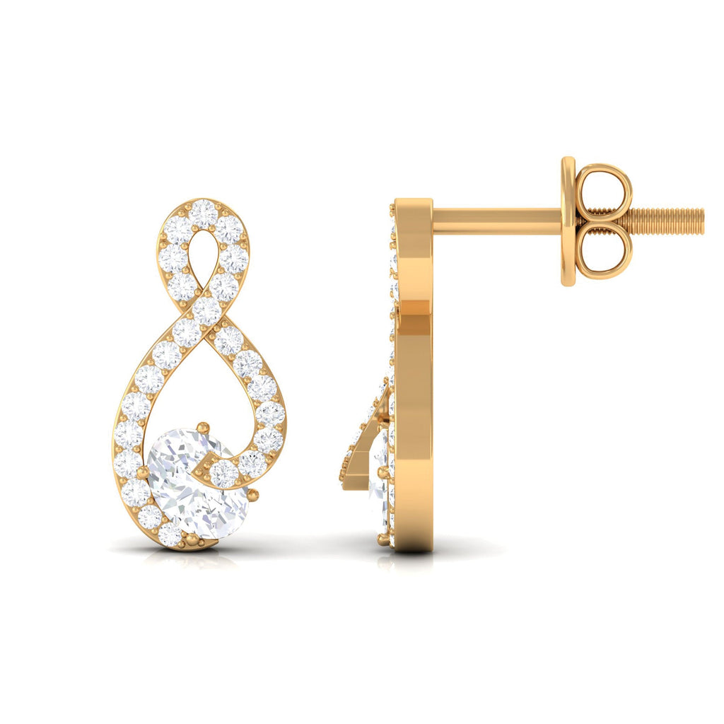 Certified Moissanite Infinity Stud Earrings with Screw Back