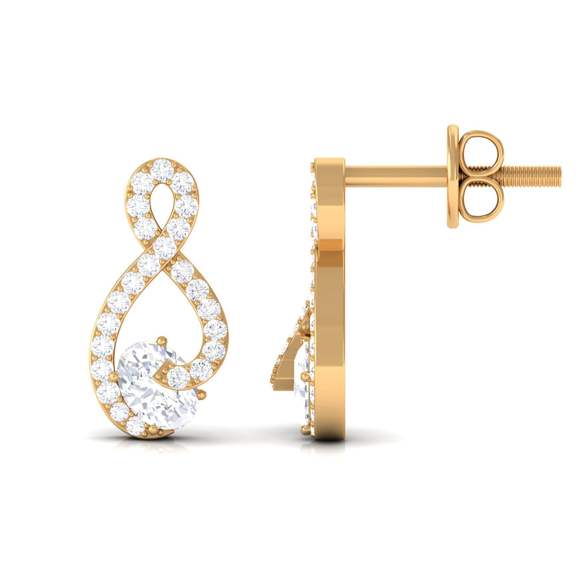 Certified Moissanite Infinity Stud Earrings with Screw Back