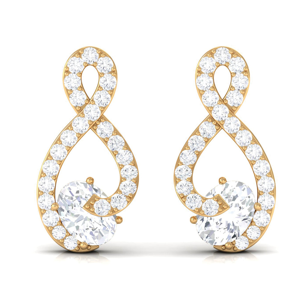 Certified Moissanite Infinity Stud Earrings with Screw Back