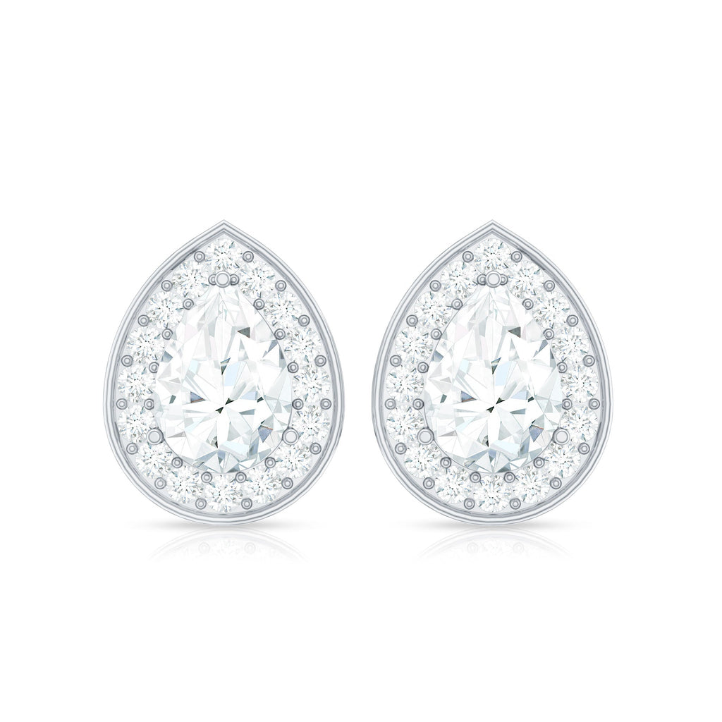 Certified Pear Shape Moissanite Teardrop Earrings with Halo