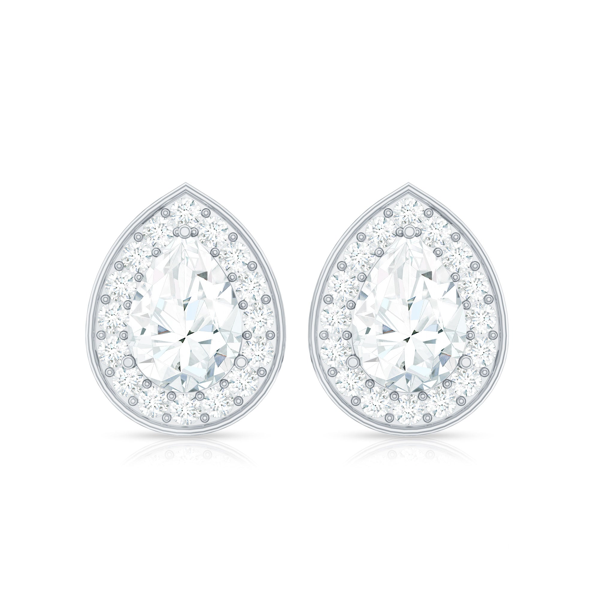Certified Pear Shape Moissanite Teardrop Earrings with Halo