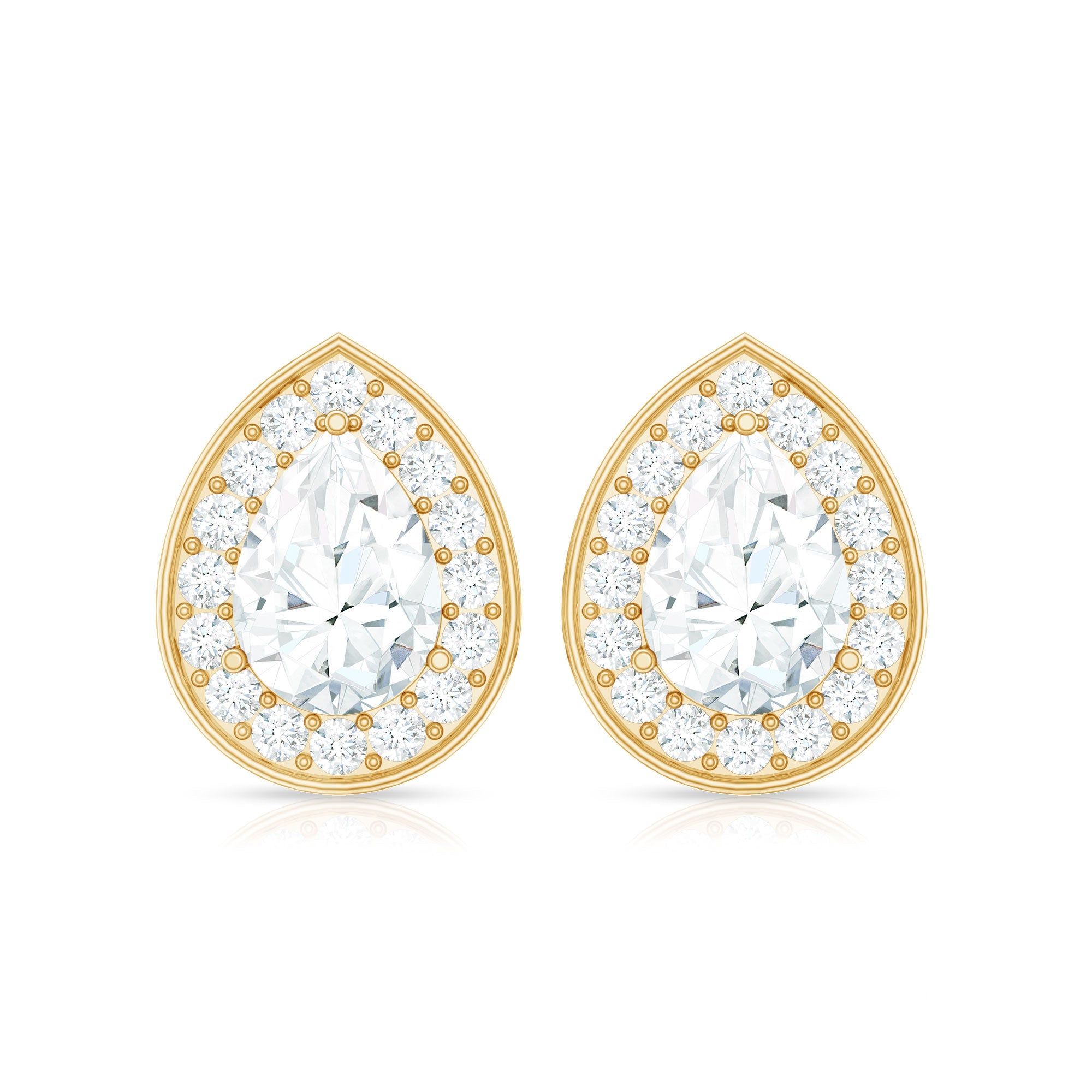 Certified Pear Shape Moissanite Teardrop Earrings with Halo