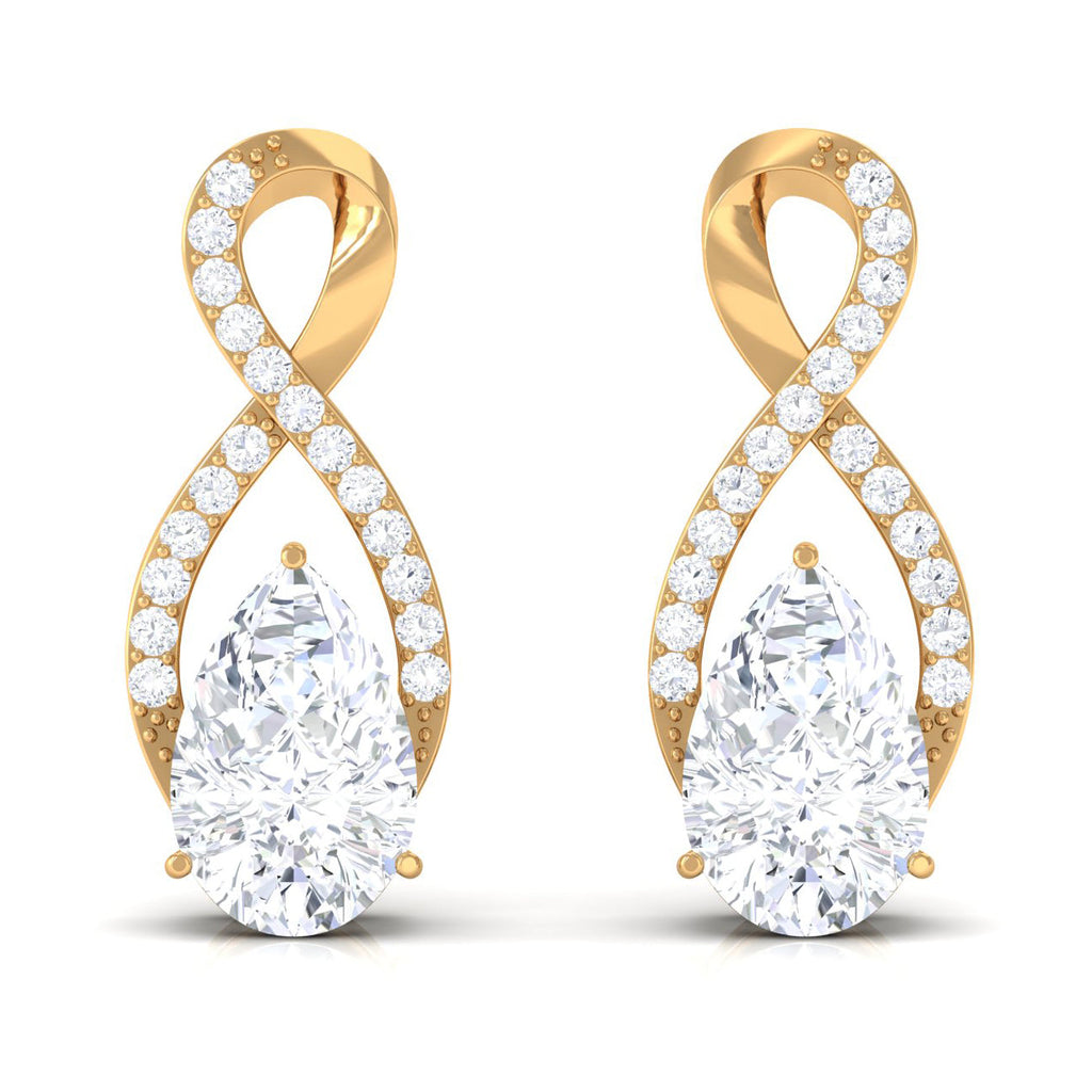Infinity Stud Earrings with 0.7 Carat Pear Shape Moissanite for Women
