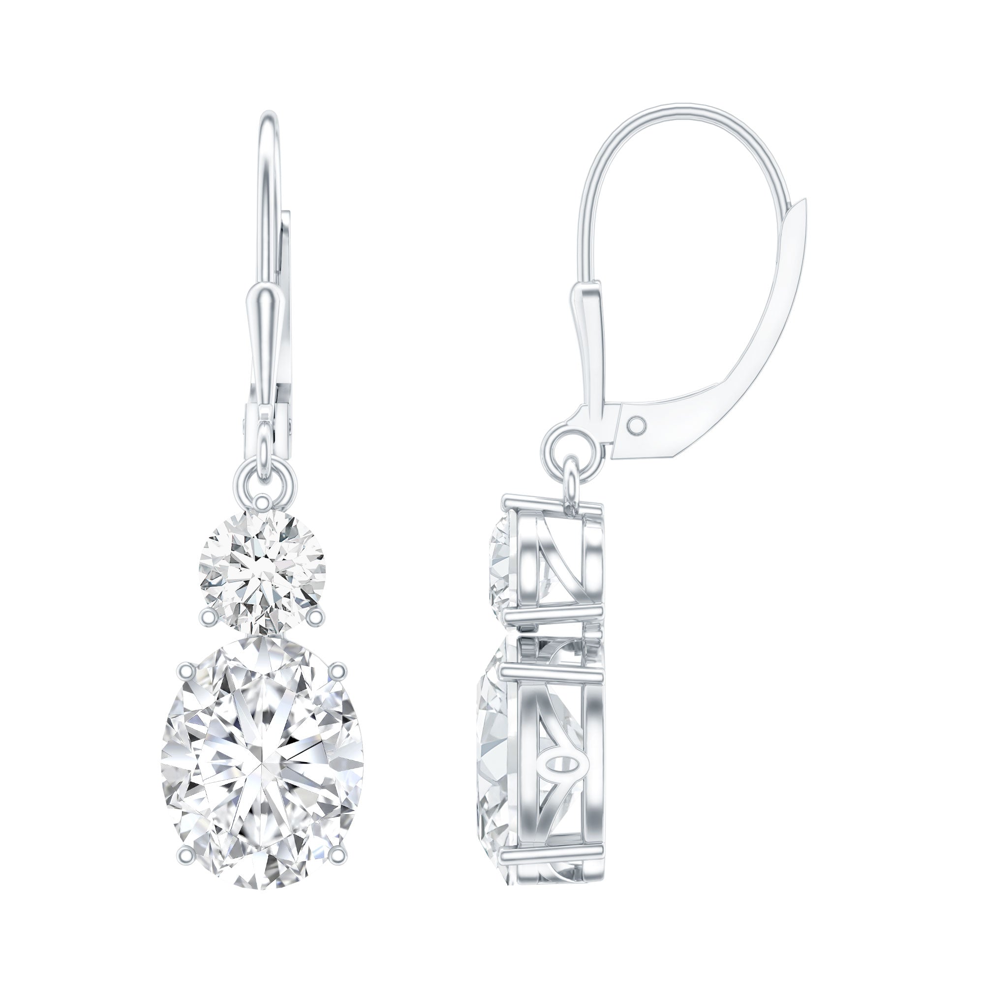 Certified 7 Carat Moissanite Hoop Drop Earrings in Silver