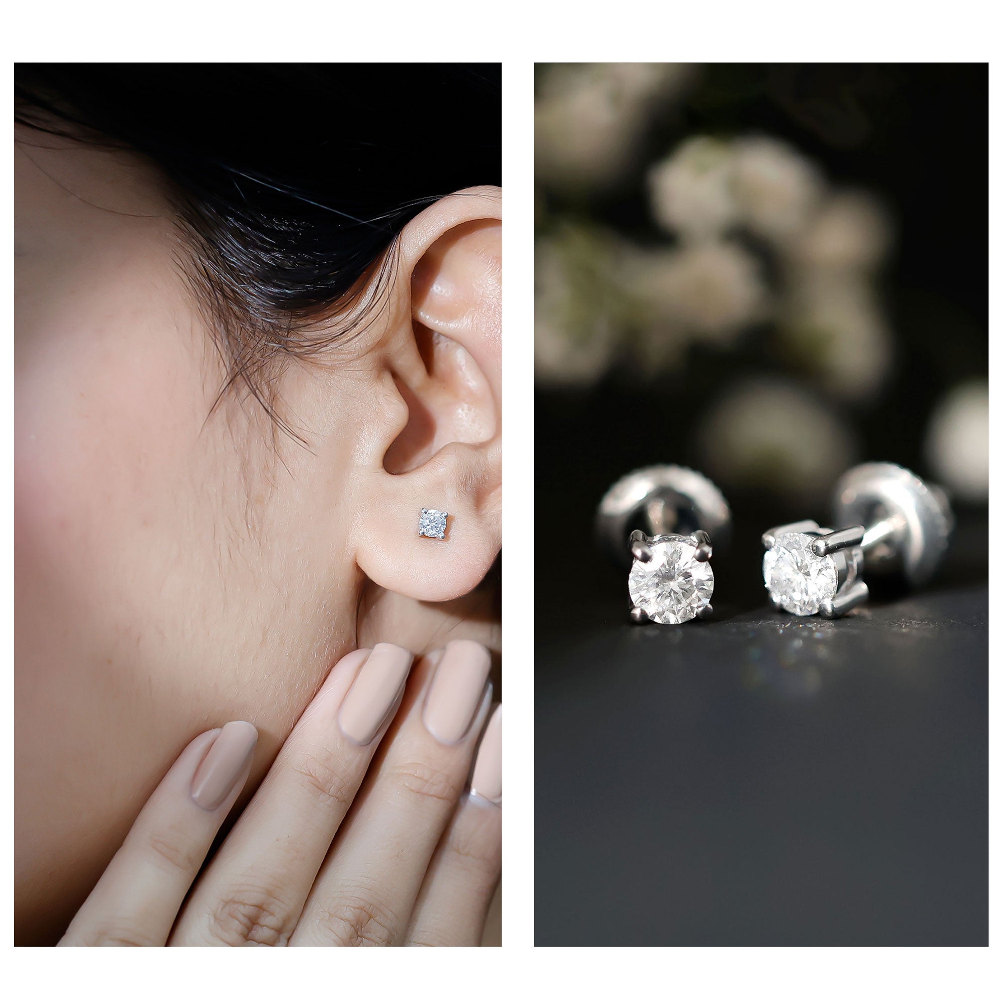Sterling Silver Moissanite Half Carat Stud Earring