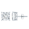 6 Carat Princess Cut Cubic Zirconia Solitaire Stud Earrings in Silver