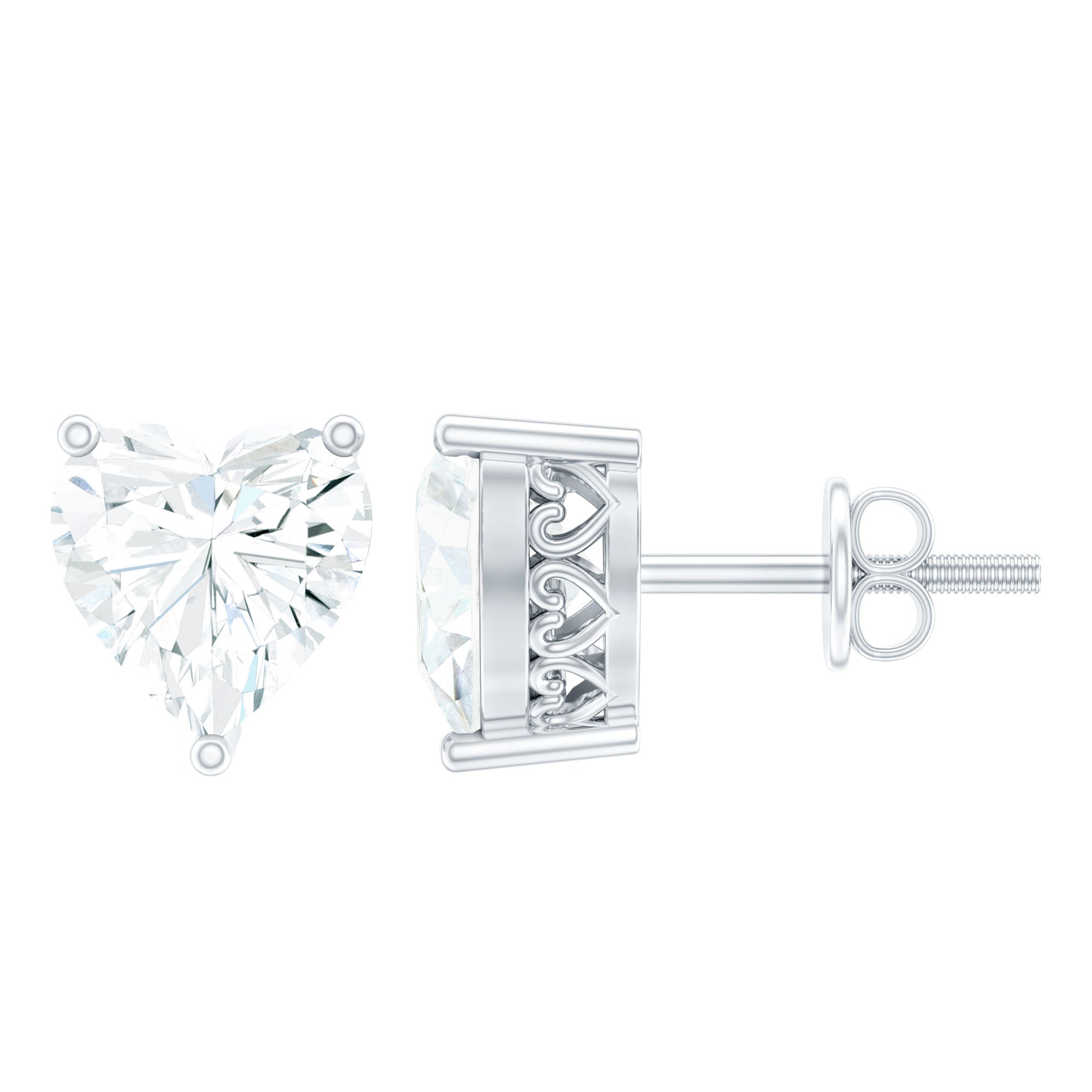 Certified 3 Carat Moissanite Heart Earrings For Women