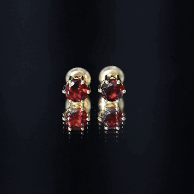 Claw Set 2 CT Garnet Solitaire Stud Earrings