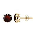 Claw Set 2 CT Garnet Solitaire Stud Earrings