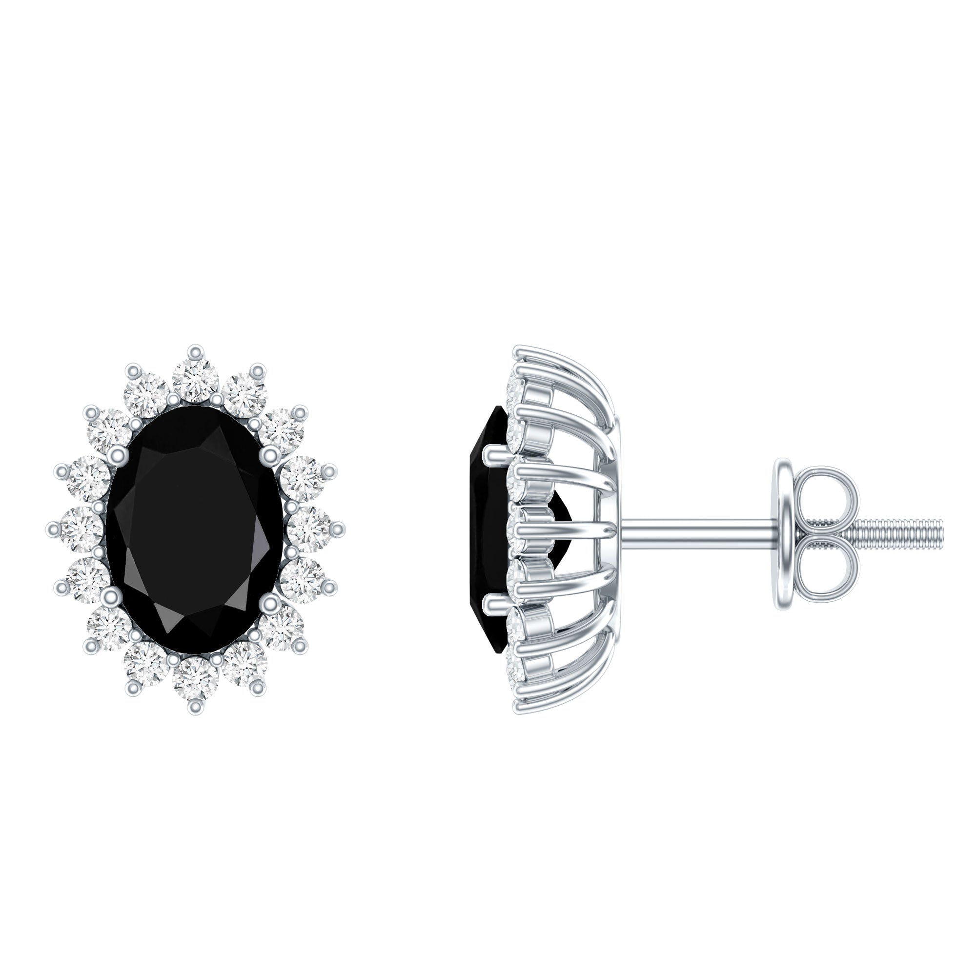 Certified 2.6 Carat Lab Grown Black Diamond Stud Earrings With Screw Back