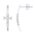 Certified Moissanite Cross Stud Earrings in 14K Gold Plated Silver
