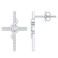 Certified Moissanite Cross Stud Earrings in Silver