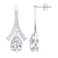 Pear Shaped 4 Carat Moissanite Dangle Drop Earrings for Wedding