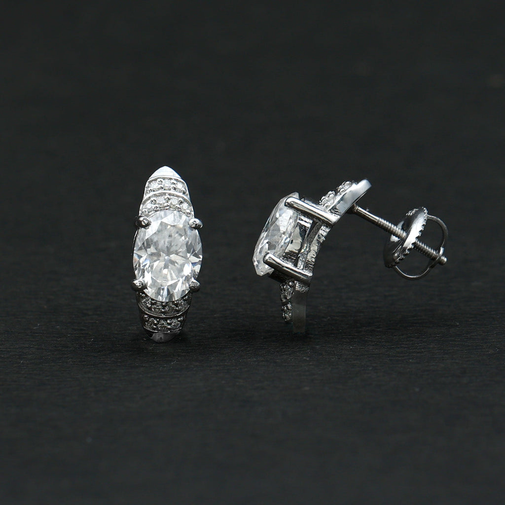 2.5 Carat Moissanite Art Deco Stud Earrings in 14K Gold Plated Silver