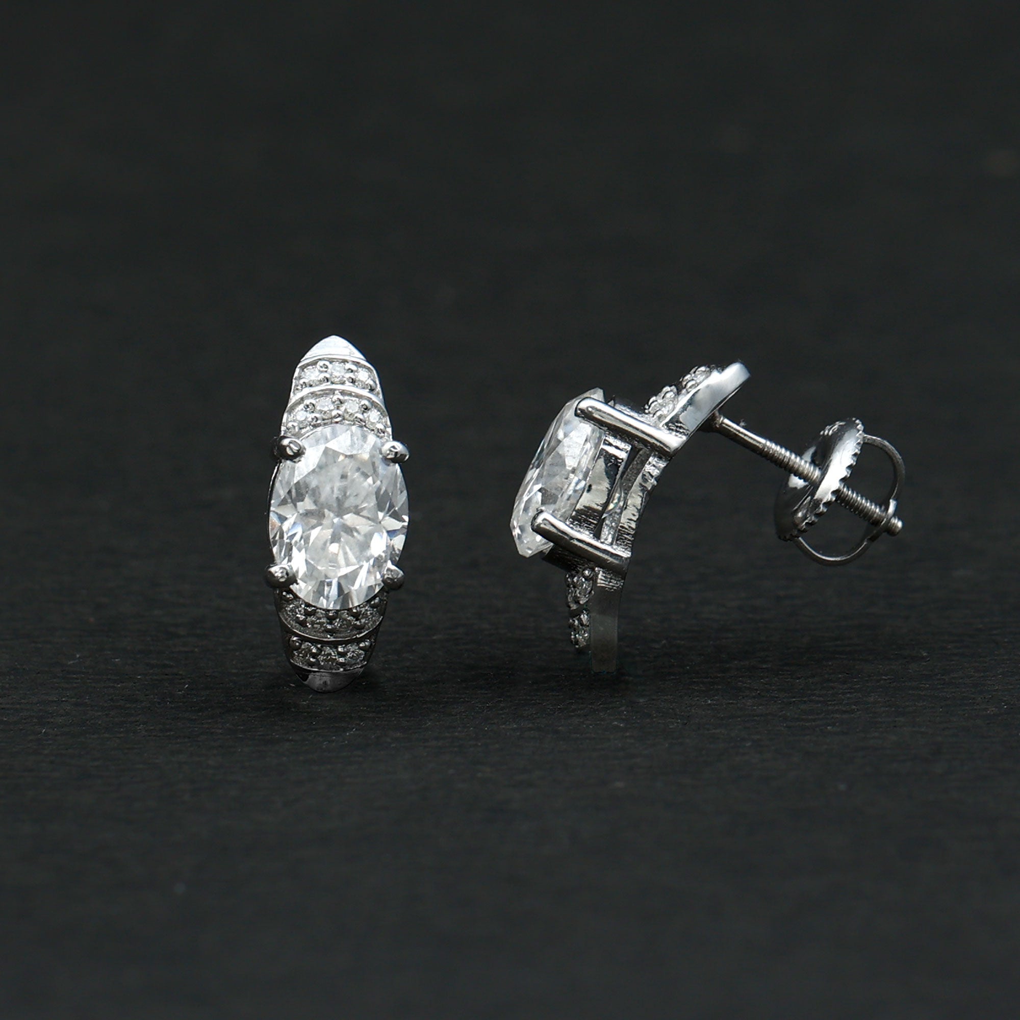 2.5 Carat Moissanite Art Deco Stud Earrings in 14K Gold Plated Silver